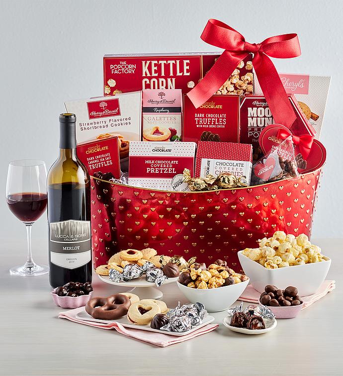 Chocolate and Sweets Wine Gift Basket